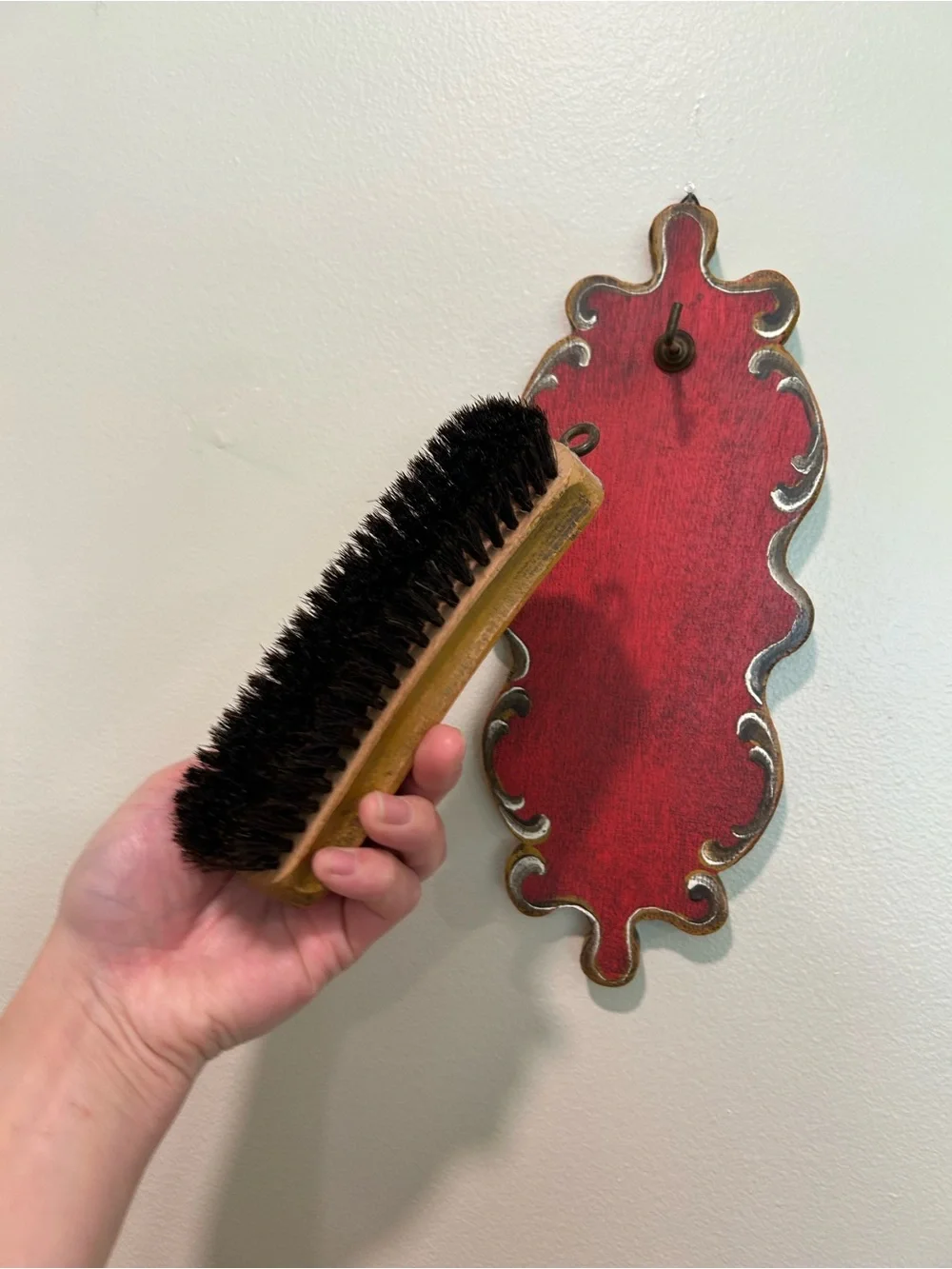 Hand-Painted Red Floral Wood Wall Decor